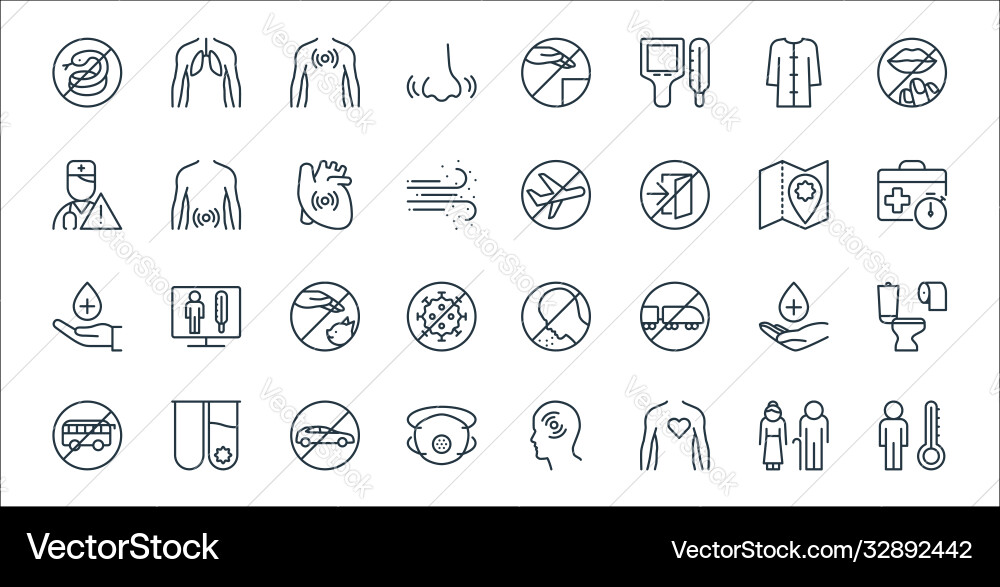 Stop virus line icons linear set quality Stop virus line icons linear set quality vector image