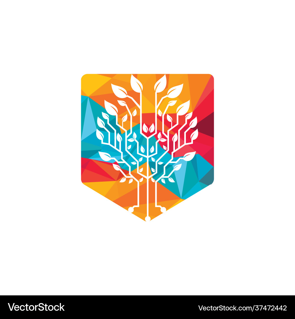 Tech tree logo design template Vector Image