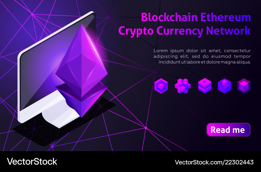 3D Blockchain Crypto Network vector image