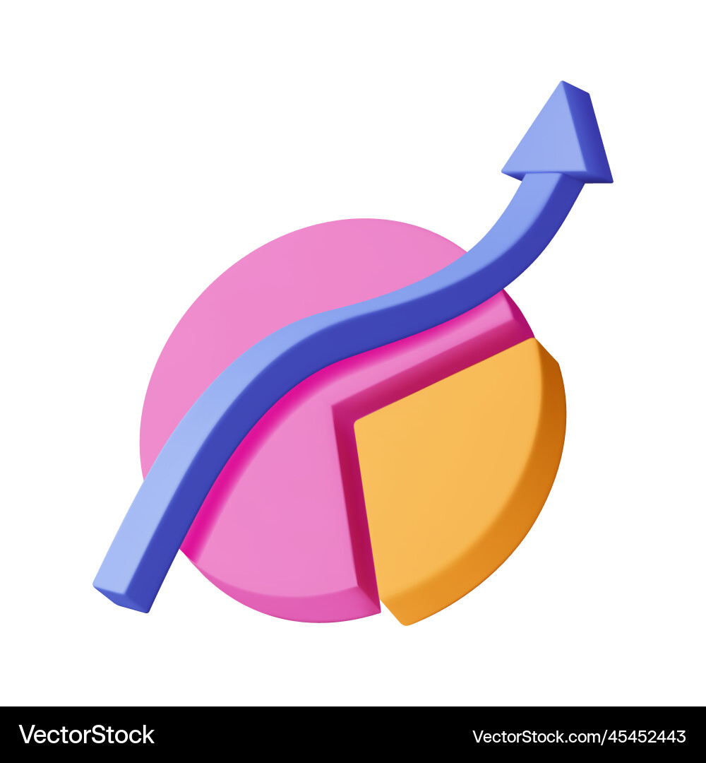 3D Pie Chart with Arrow vector image