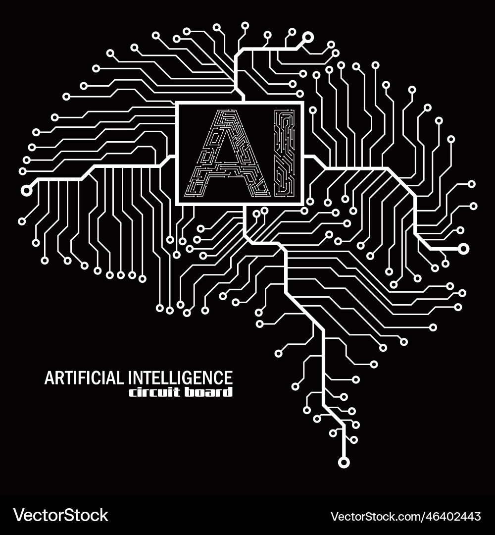 Abstract technological brain with artificial Vector Image