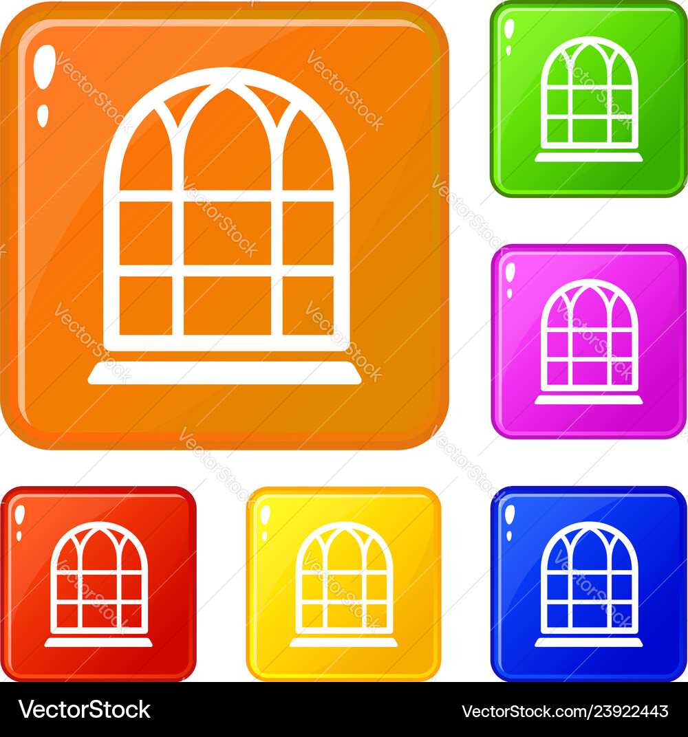 Big window frame icons set color Big window frame icons set color vector image