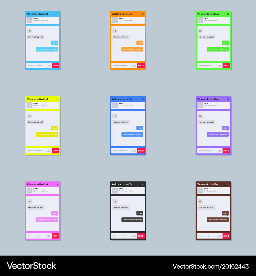 Chat window set of different colors Vector Image