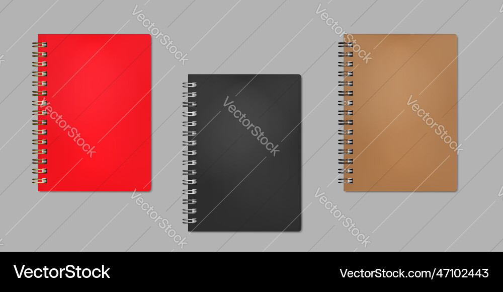 Closed wire bound notebook realistic mock-up Closed wire bound notebook realistic mock-up Vector Image