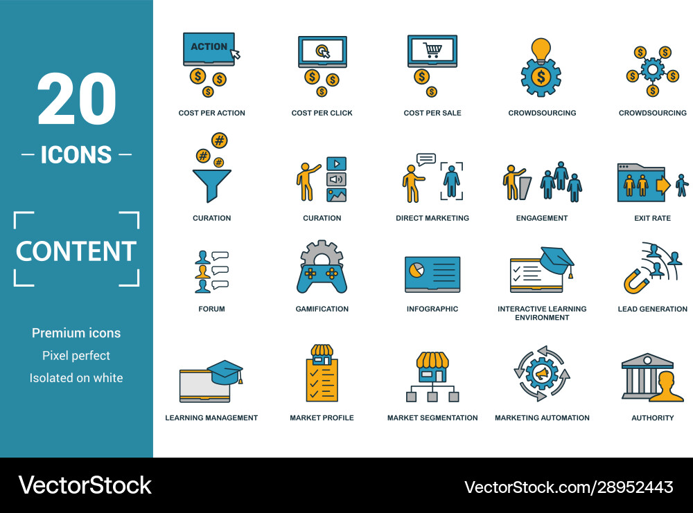 Content icon set include creative elements cost Content icon set include creative elements cost vector image