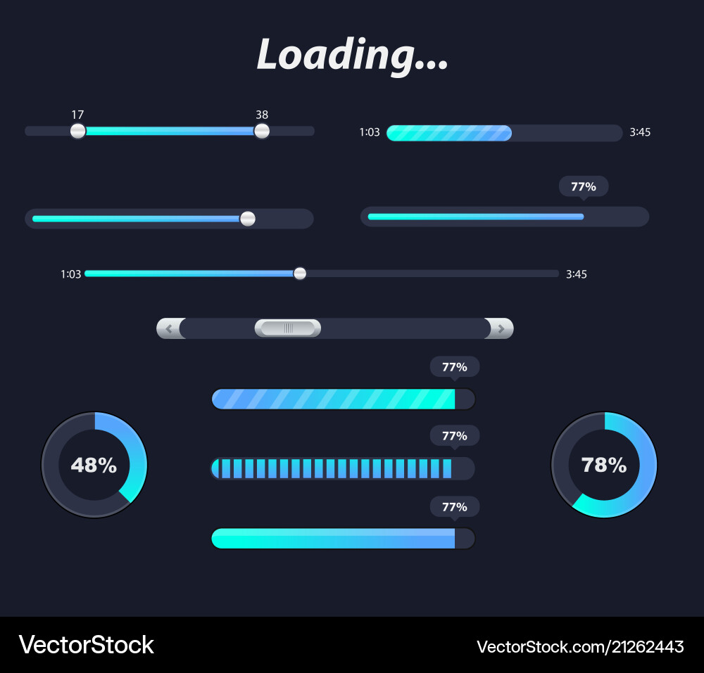 Dark Loading Icons - Preloaders & Round Loaders vector image