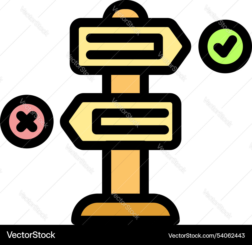Decision making process with right and wrong road Decision making process with right and wrong road vector image