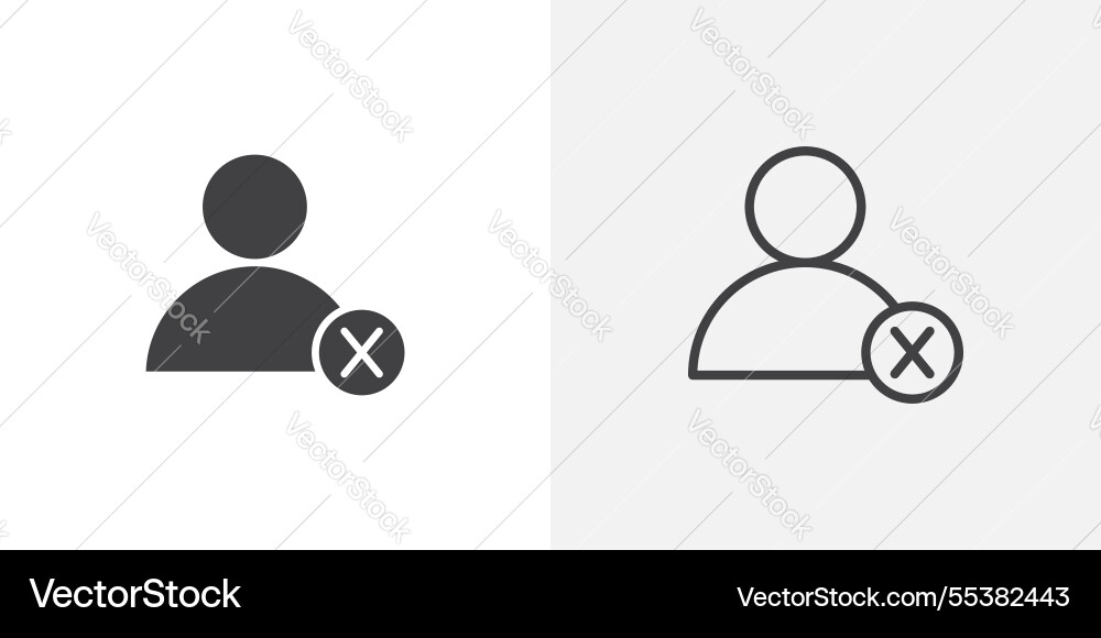 Delete user icons in black fill and liner versions Vector Image