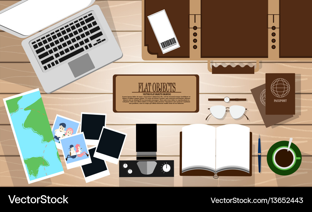 Flat object design set ready to travel Vector Image