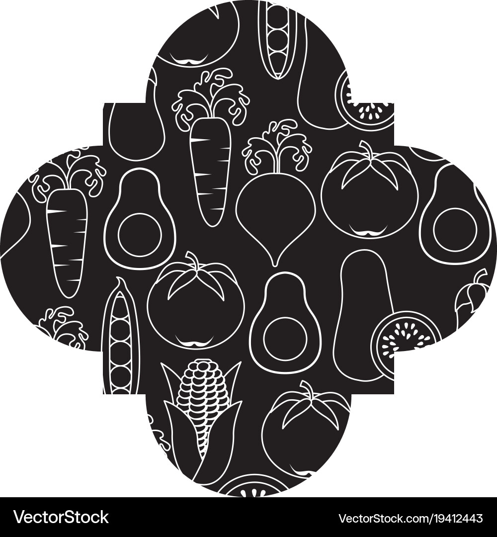 Frame with vegetables pattern background Vector Image