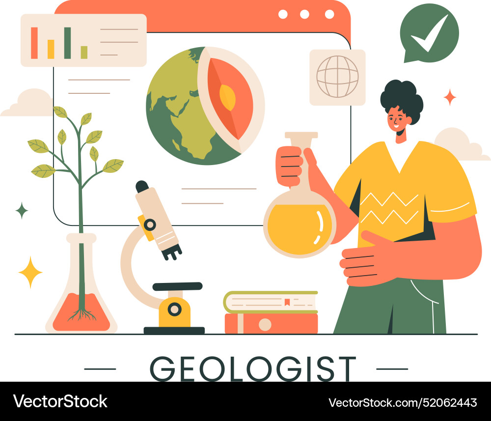 Geologist with soil analysis and features Geologist with soil analysis and features Vector Image
