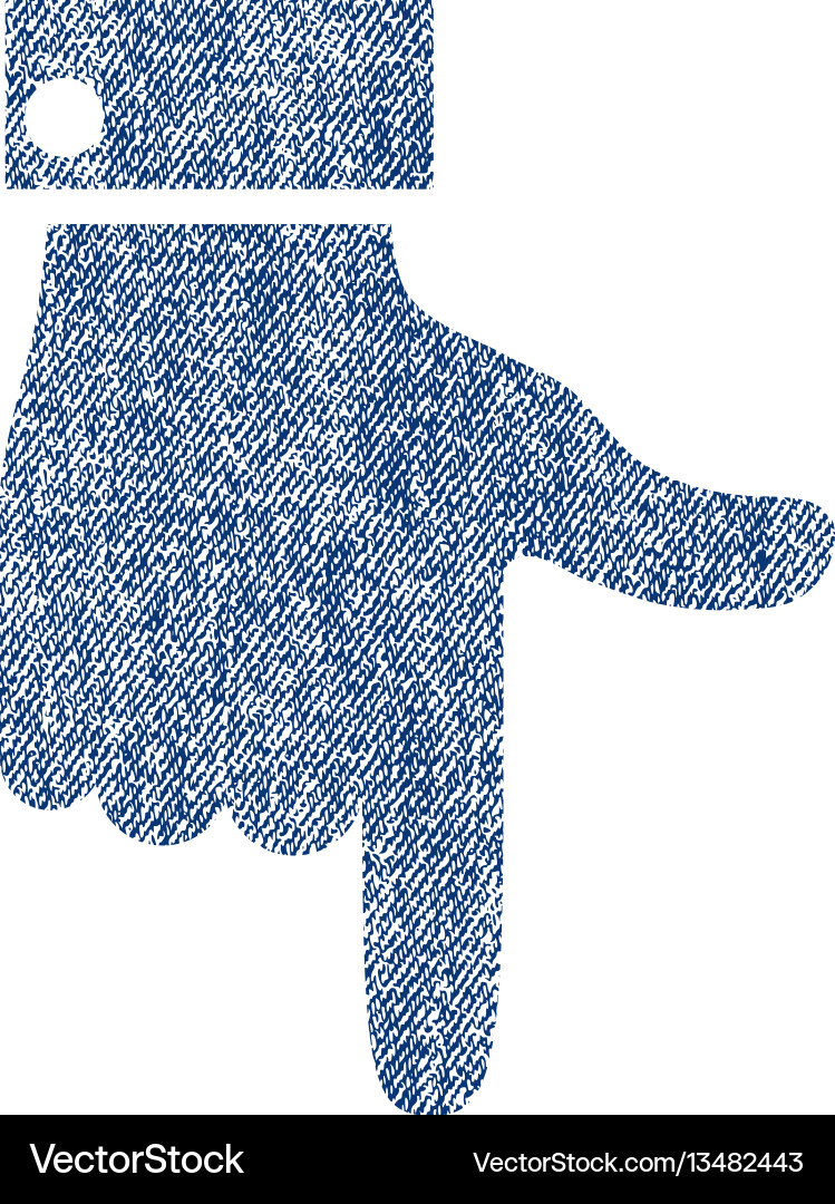 Hand pointer down fabric textured icon Vector Image