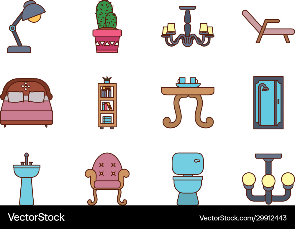 Isolated home line and fill style icon set Vector Image