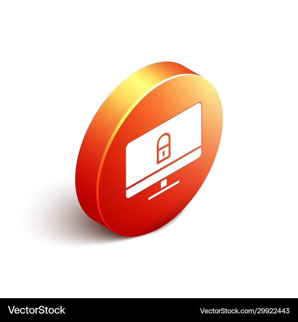 Isometric lock on computer monitor screen icon Vector Image