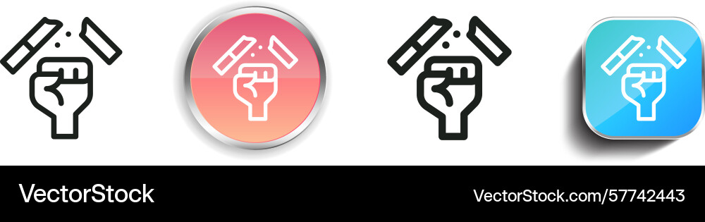Quit smoking icon thin linear regular and button Quit smoking icon thin linear regular and button vector image