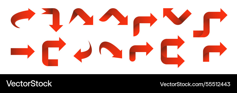 Set red arrow 3d icons pointing up down left right Set red arrow 3d icons pointing up down left right vector image