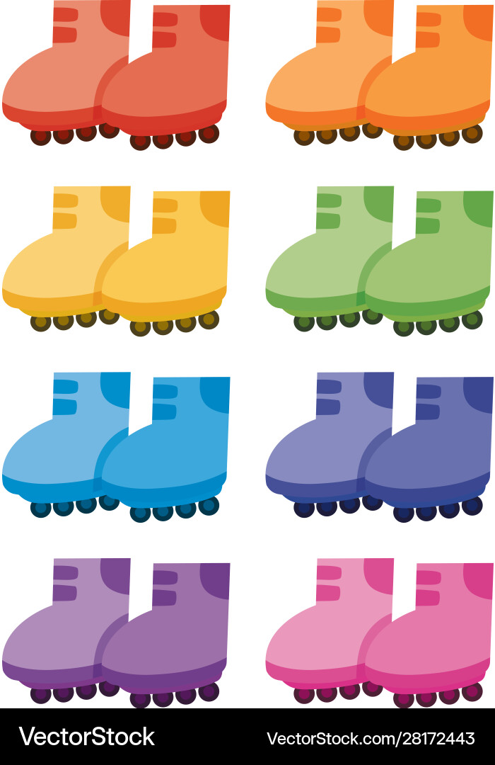 Set rollerskates in different colors Vector Image