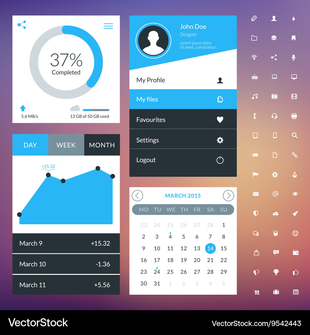 Set von flachen Design-ui-Elementen für die Website Vektorbild