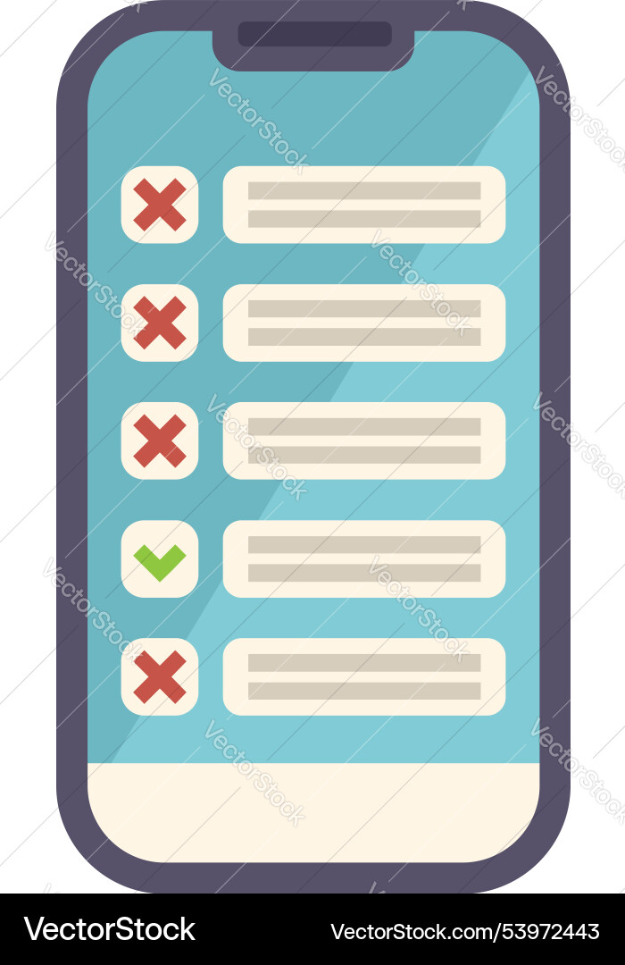 Smartphone showing checklist with checked boxes Smartphone showing checklist with checked boxes vector image