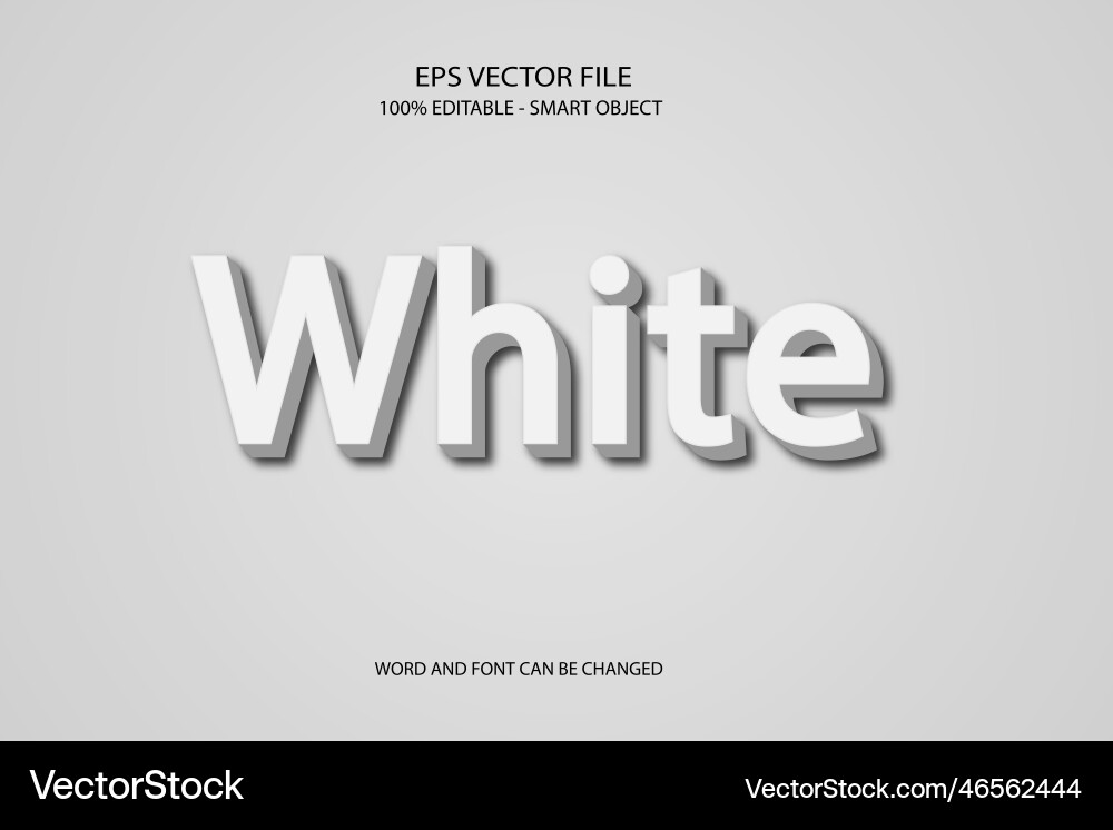 3d white shadow editable text effect vector image