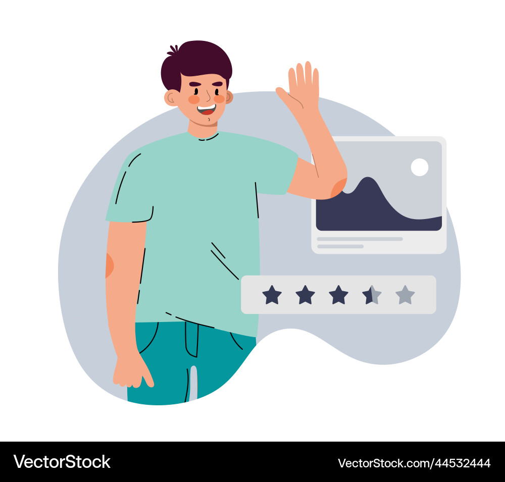 A man with elements of and feedback ui ux A man with elements of and feedback ui ux vector image
