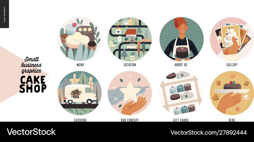 Cake Shop - kleine Business-Grafiken-Web-Symbole Cake Shop - kleine Business-Grafiken-Web-Symbole vektorbild