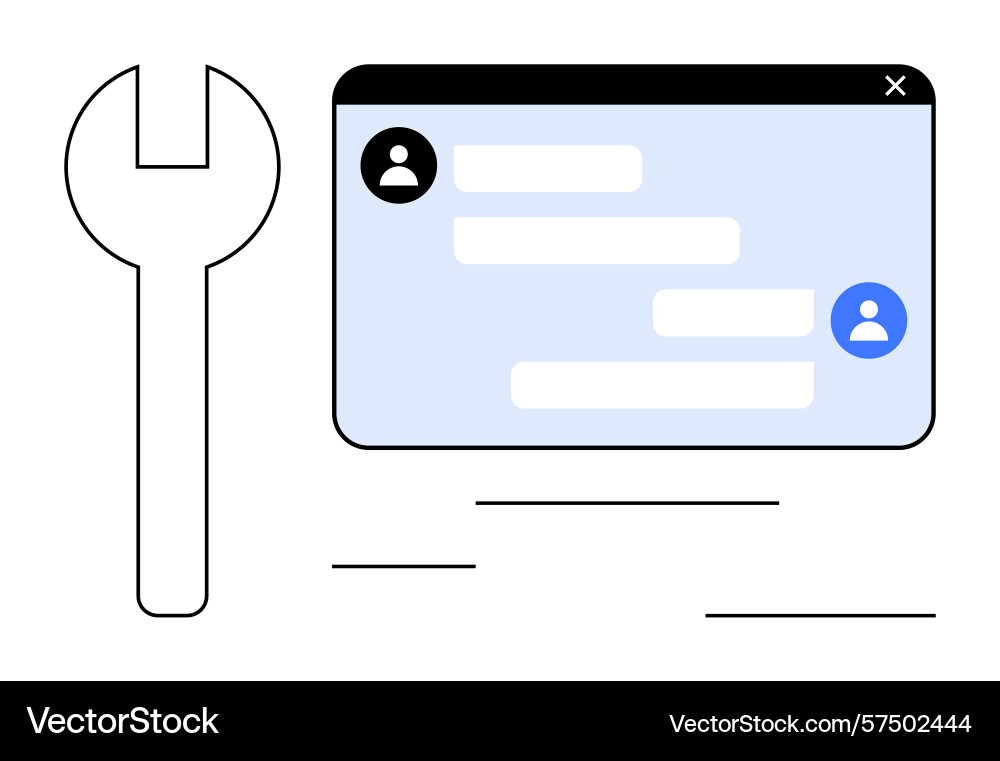 Chat window with user icons and tool Chat window with user icons and tool vector image