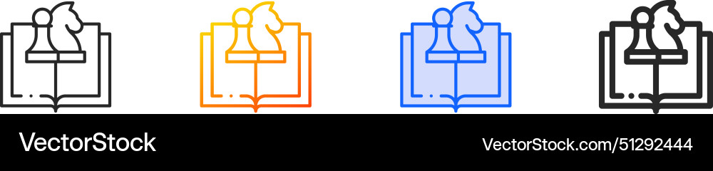 Chess game iconthin linear gradient blue stroke Vector Image