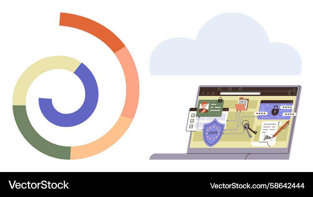 Data security and cloud integration visualized Data security and cloud integration visualized Vector Image