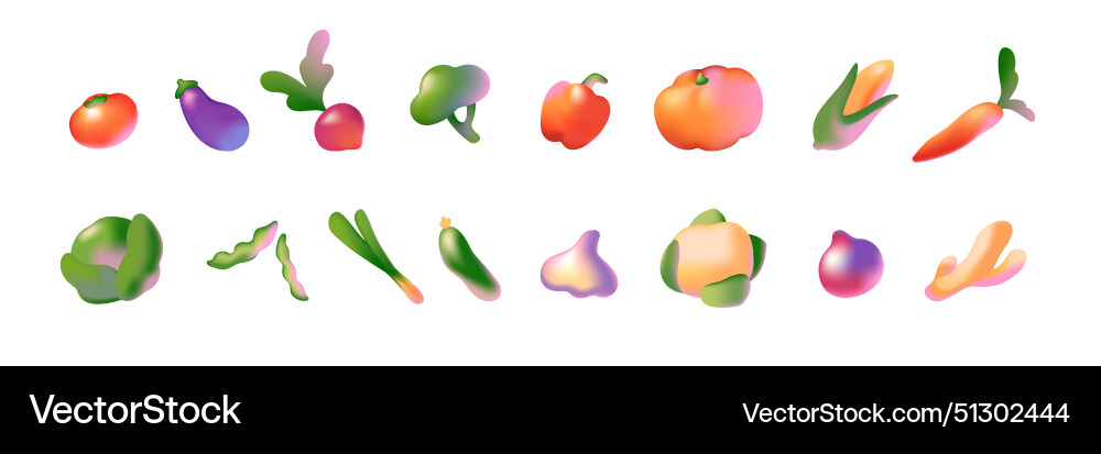 Different abstract vegetables of gradient style Different abstract vegetables of gradient style vector image