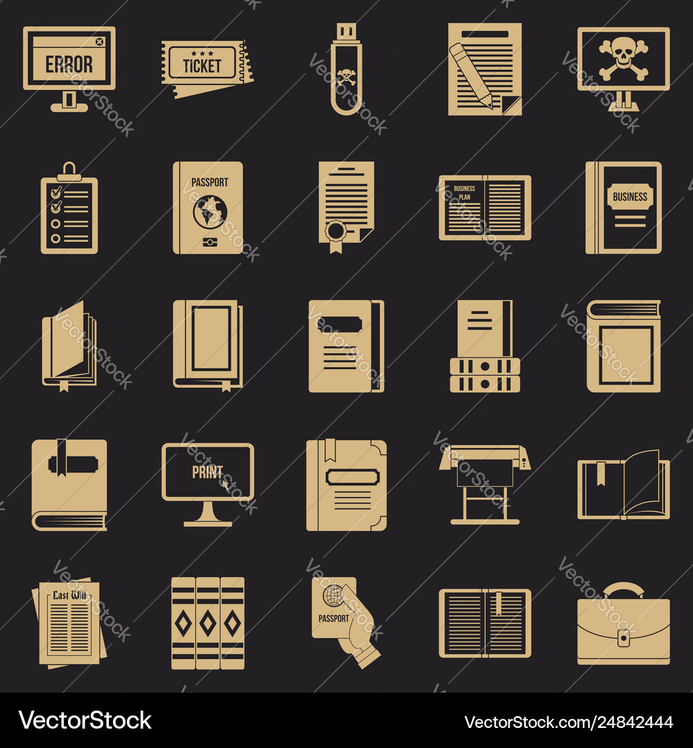 Document icons set simple style Document icons set simple style vector image