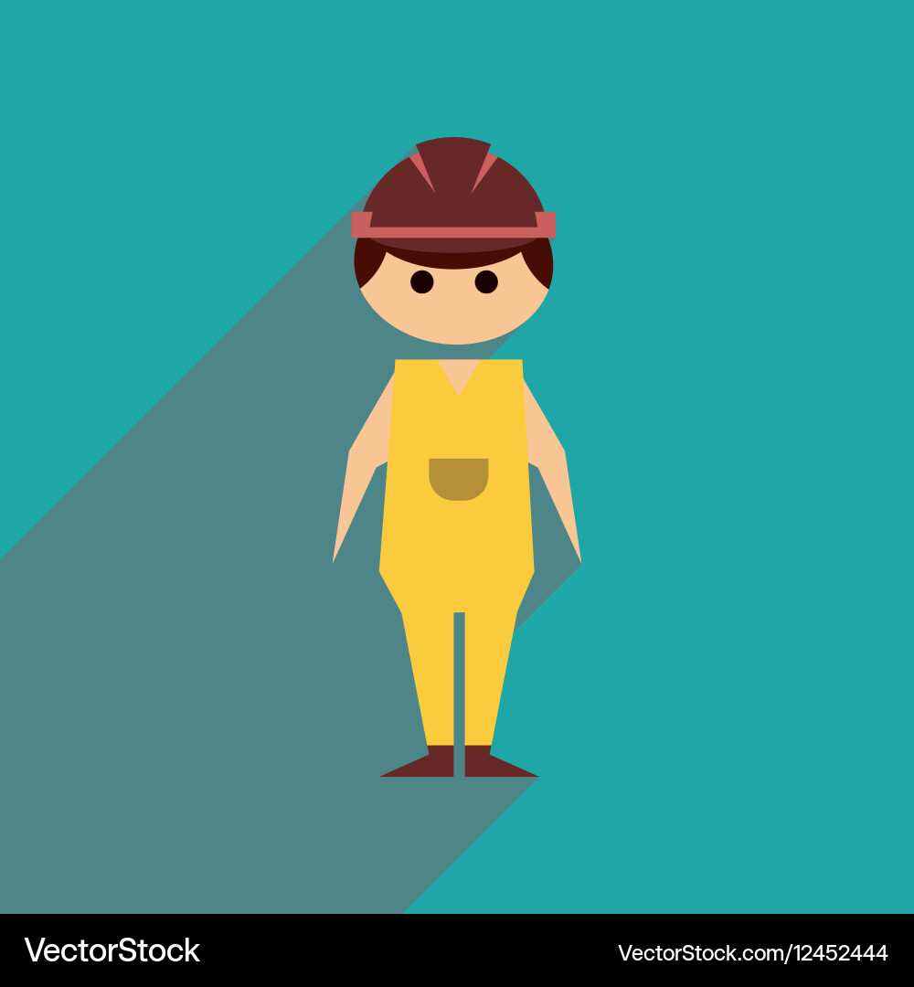 Flat web icon with long shadow man worker vector image