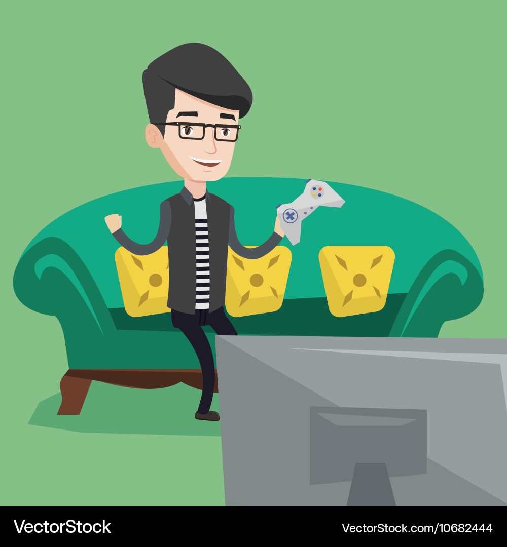 Man playing video game vector image