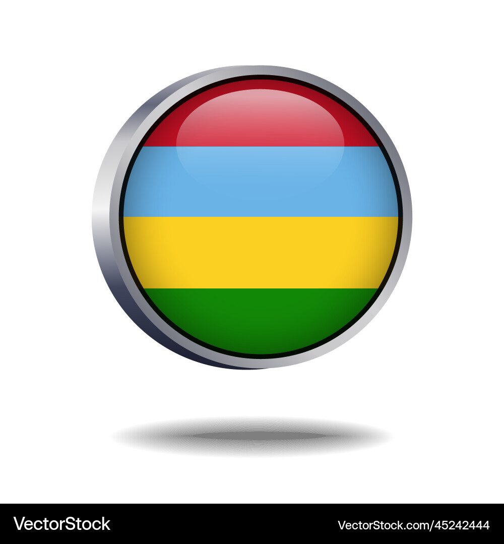 Mauritius flag button Royalty Free Vector Image