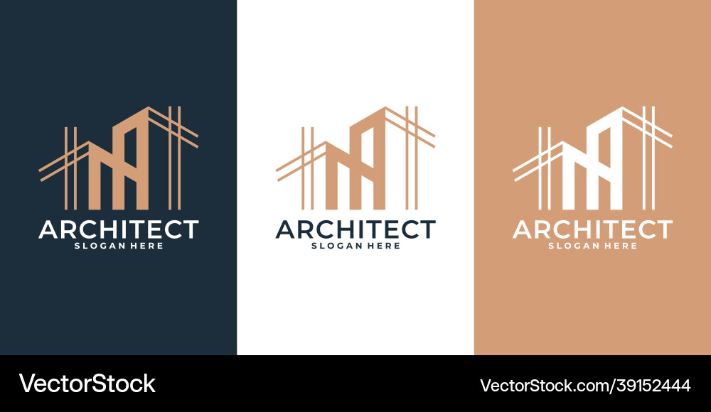 Modern architecture logo with linear style vector image