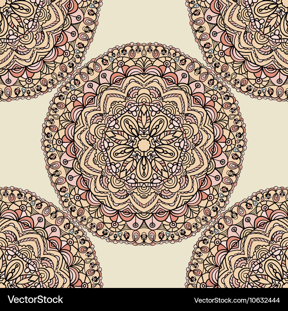 Seamless pattern with mandala circular elements vector image