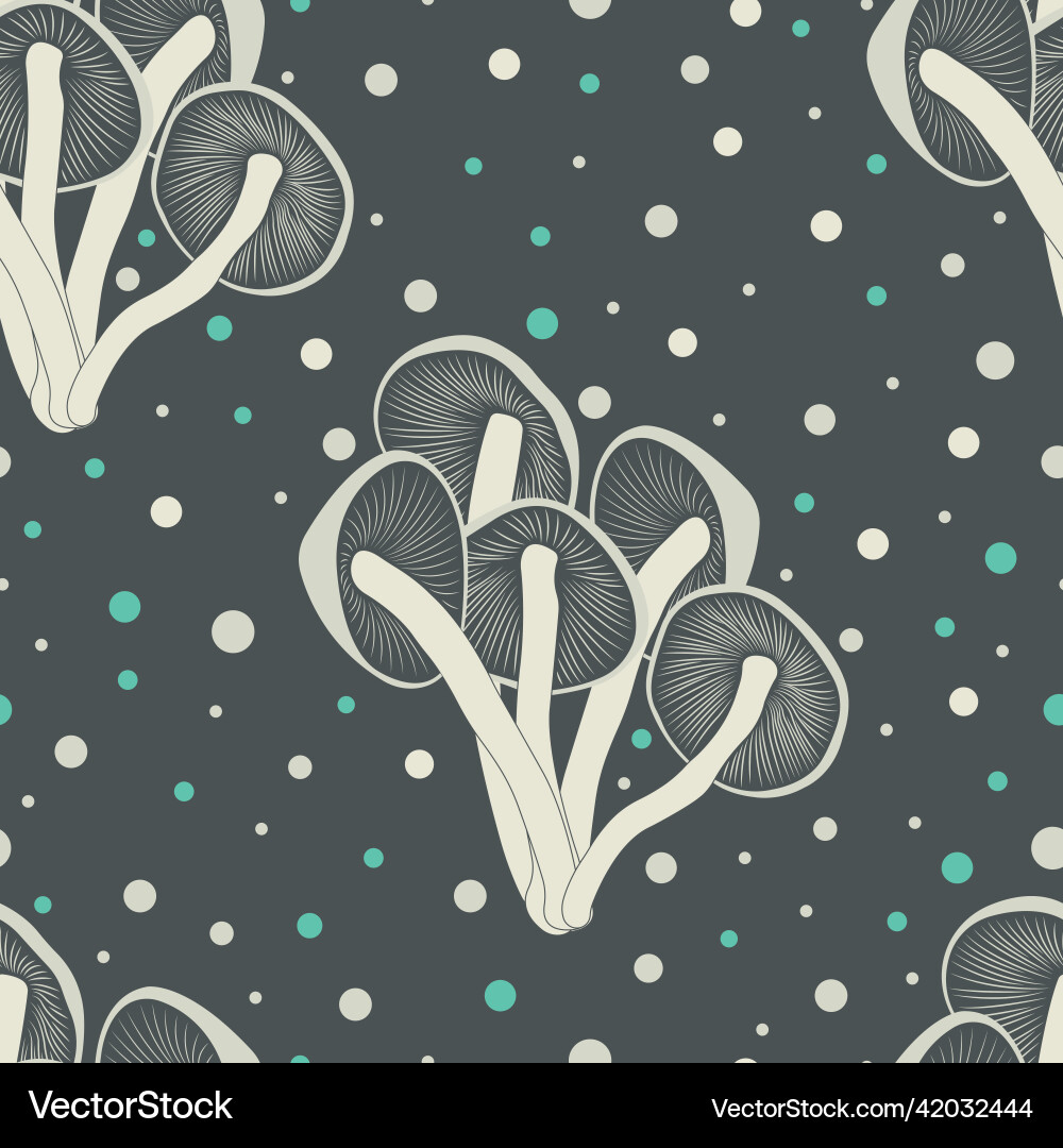 Seamless pattern with mushrooms and circles Seamless pattern with mushrooms and circles Vector Image