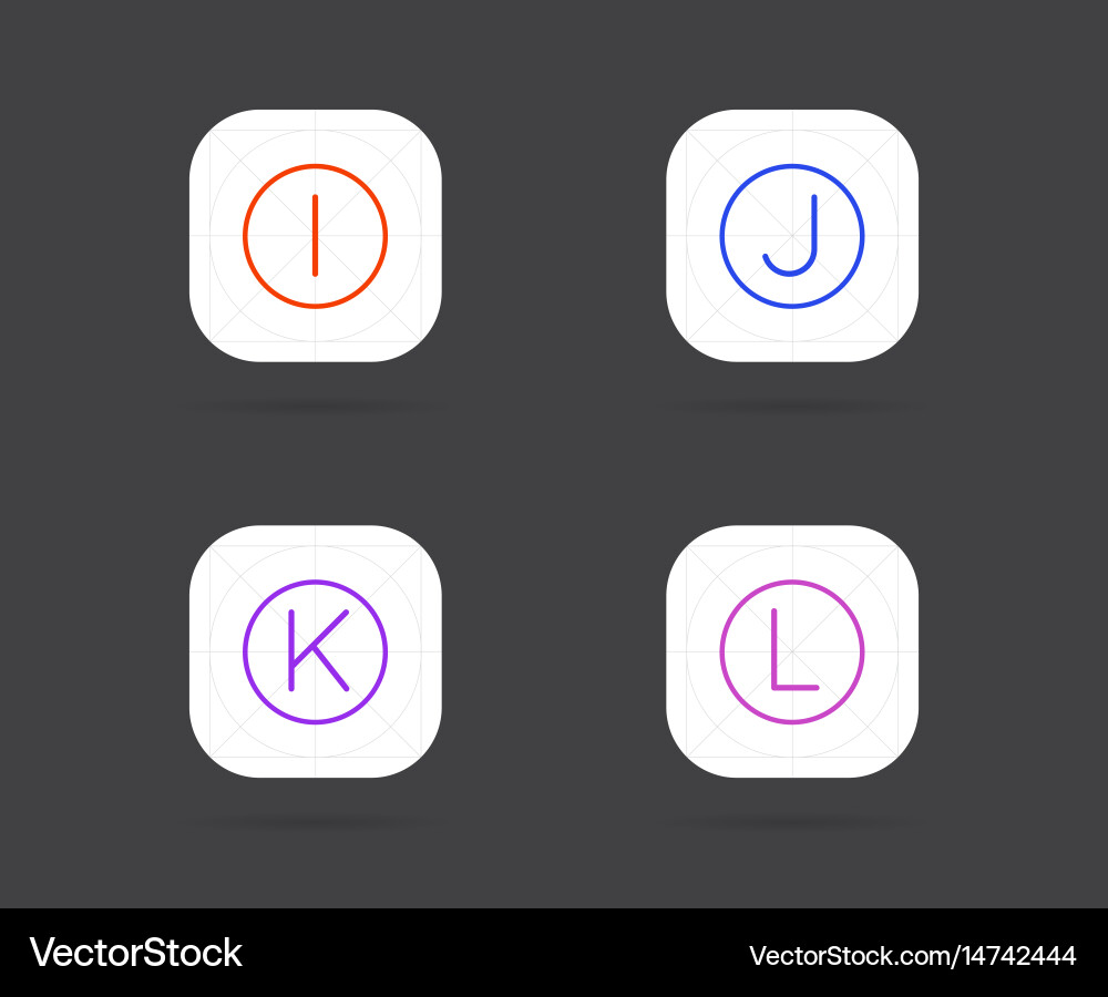 Set app icon template with guidelines fresh colour vector image