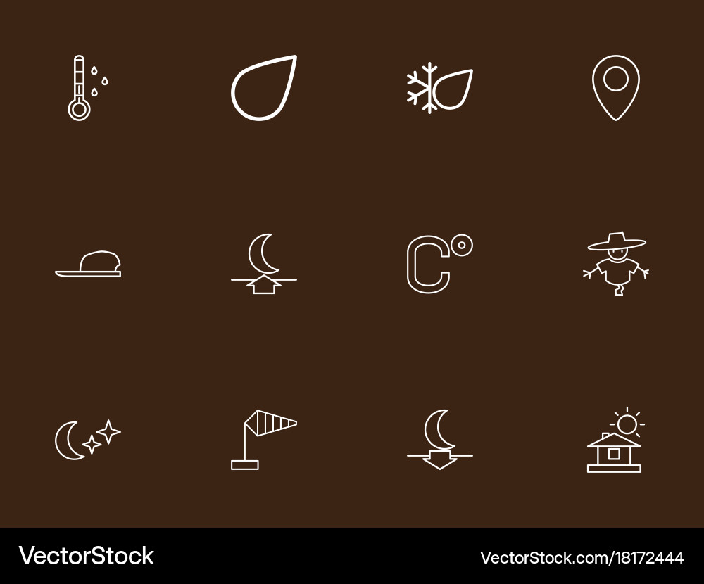 Set of 12 editable weather outline icons includes vector image