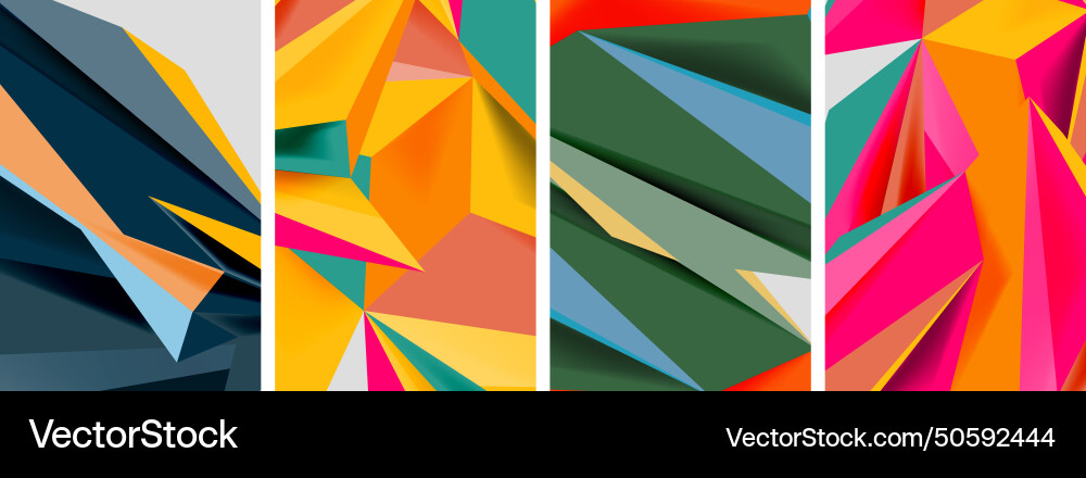 Set of mosaic triangle pattern abstract posters Set of mosaic triangle pattern abstract posters Vector Image