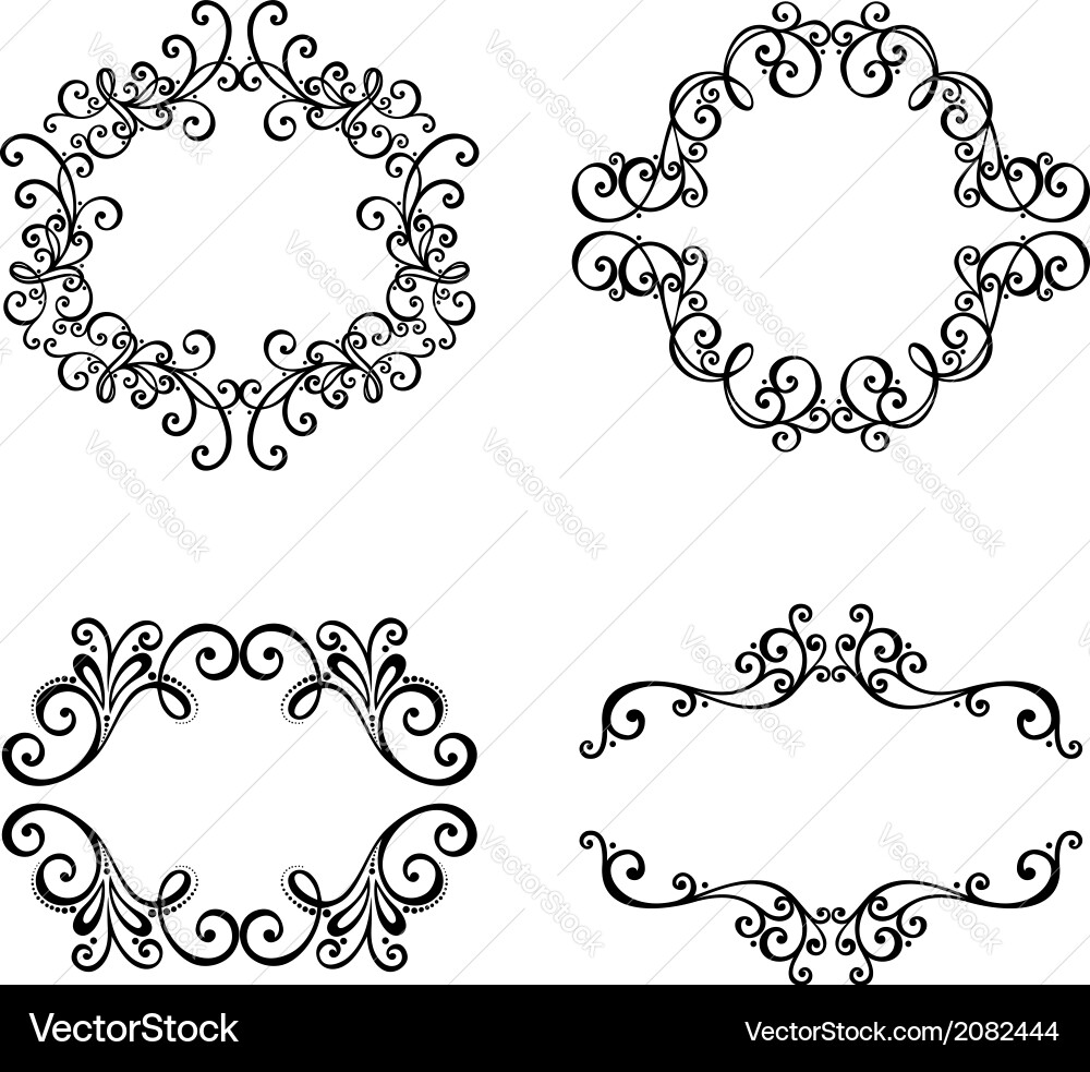 Set of ornamental frames for text vector image