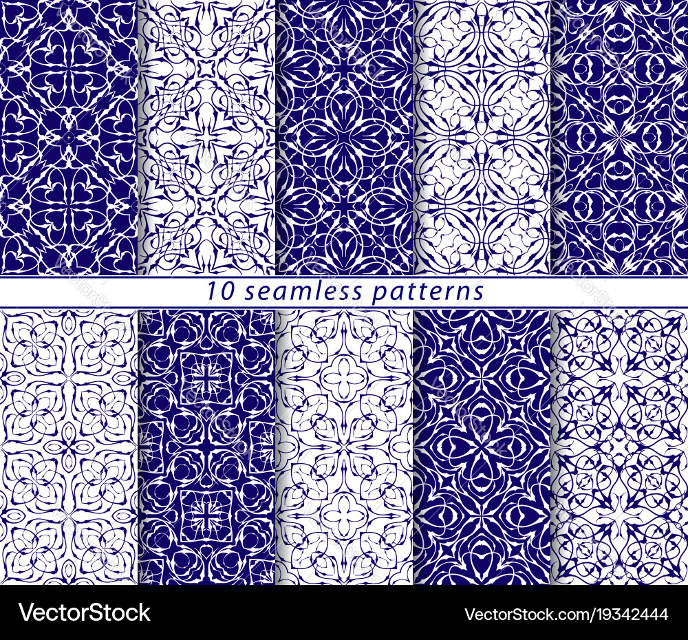 Set of ten seamless abstract patterns vector image