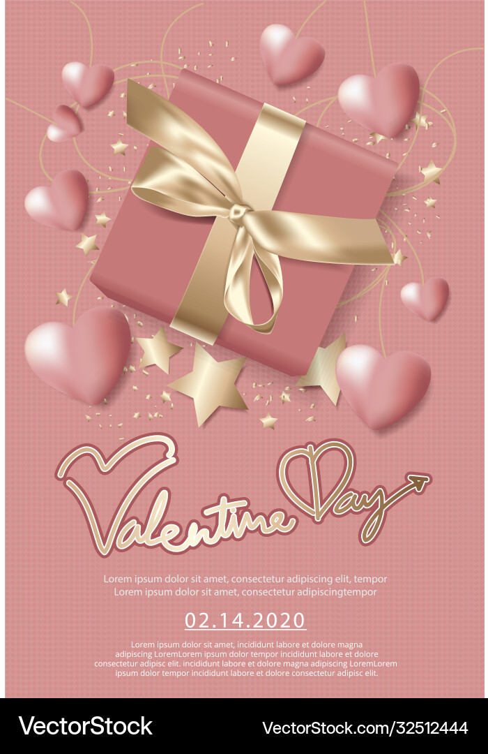 Valentine day celebration poster design template Vector Image
