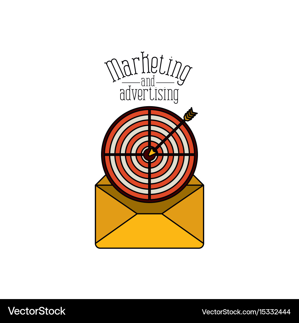 White background with paper envelope target Vector Image