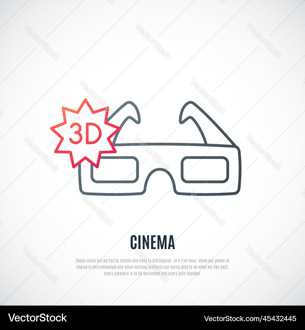 3D Kinobrille Linie Icon isoliert 3D Kinobrille Linie Icon isoliert vektorbild