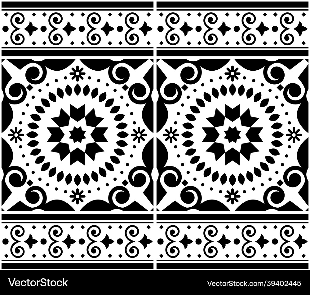 Azulejo tile seamless pattern lisbon style Azulejo tile seamless pattern lisbon style Vector Image