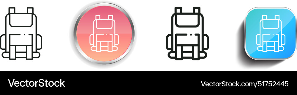 Backpack icon thin linear regular and button Backpack icon thin linear regular and button vector image