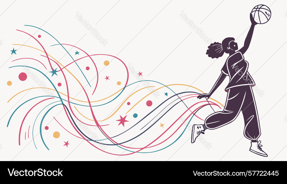 Basketball player with abstract flowing lines Vector Image