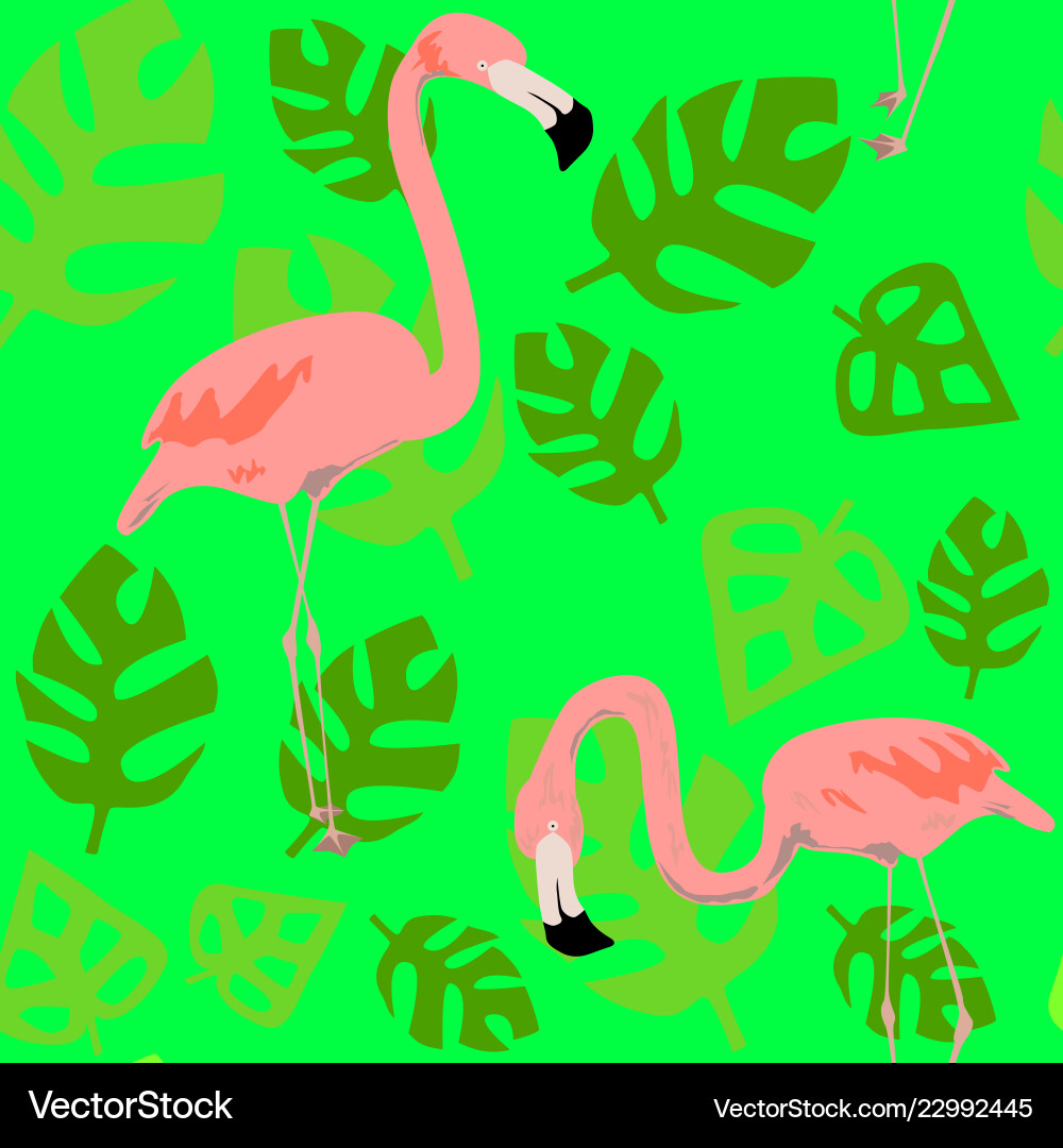 Bright flamingo pattern seamless Vector Image