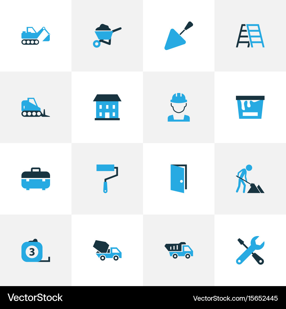 Building colorful icons set collection of case vector image